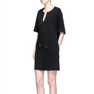 3.1 Phillip Lim braided eyelet tassel black sheath dress